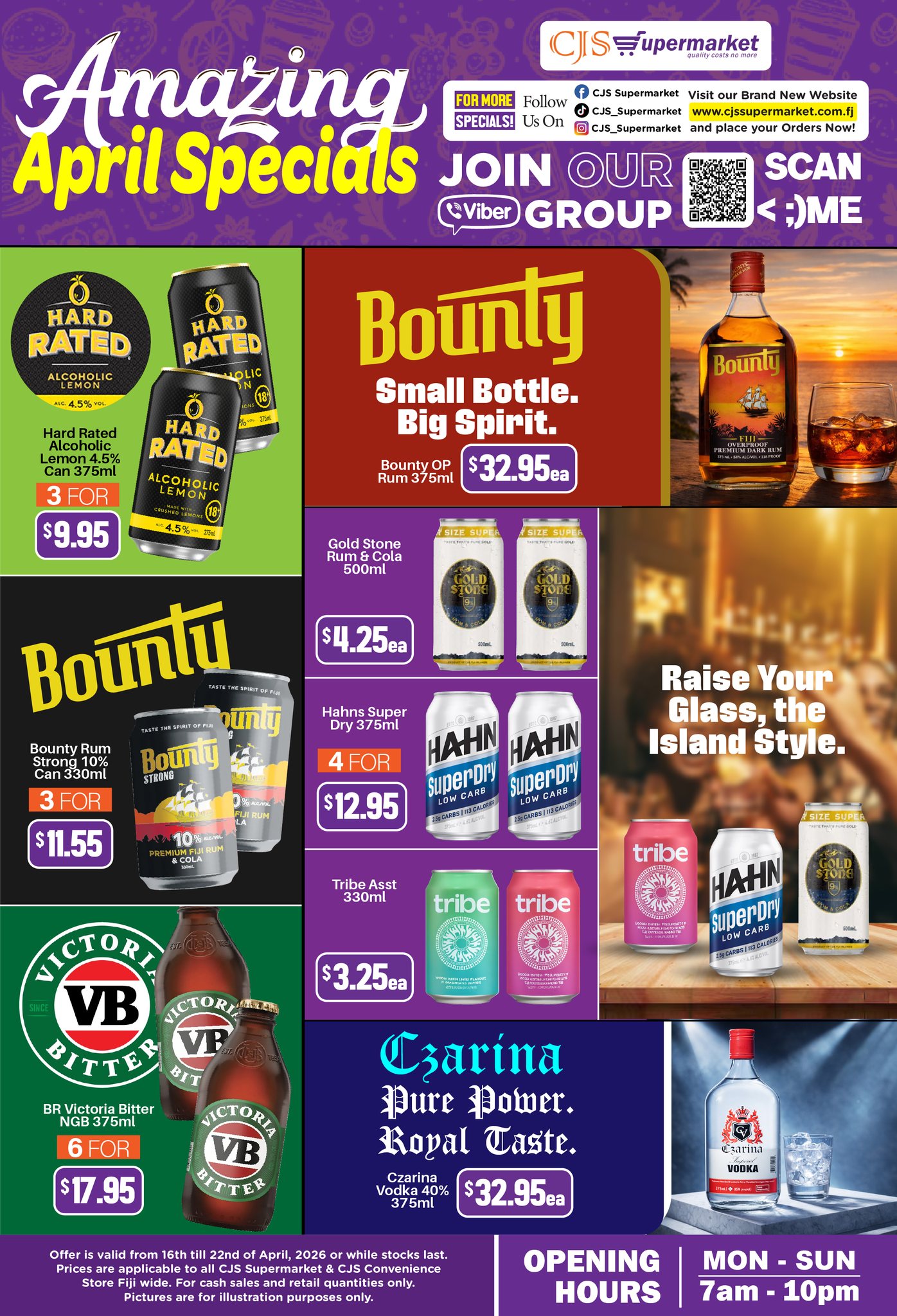 Drinks - April Weekly Specials at all CJS SPKT Stores & CJS Convenience Stores (excl. Labasa) from 16–22 April