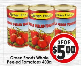 Green Foods Whole Peeled Tomatoes — 400g