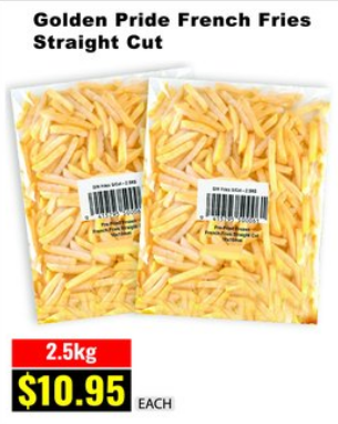 Golden Pride French Fries Straight Cut — 2.5kg