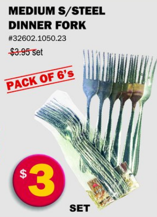 Medium S/Steel Dinner Fork — Pack of 6's