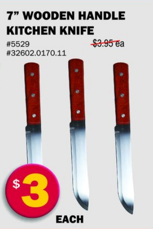 7" Wooden Handle Kitchen Knife