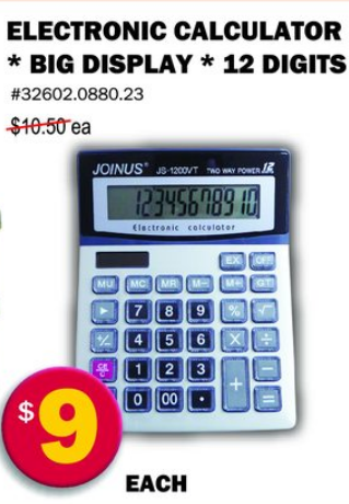 Electronic Calculator — Big Display 12 Digits
