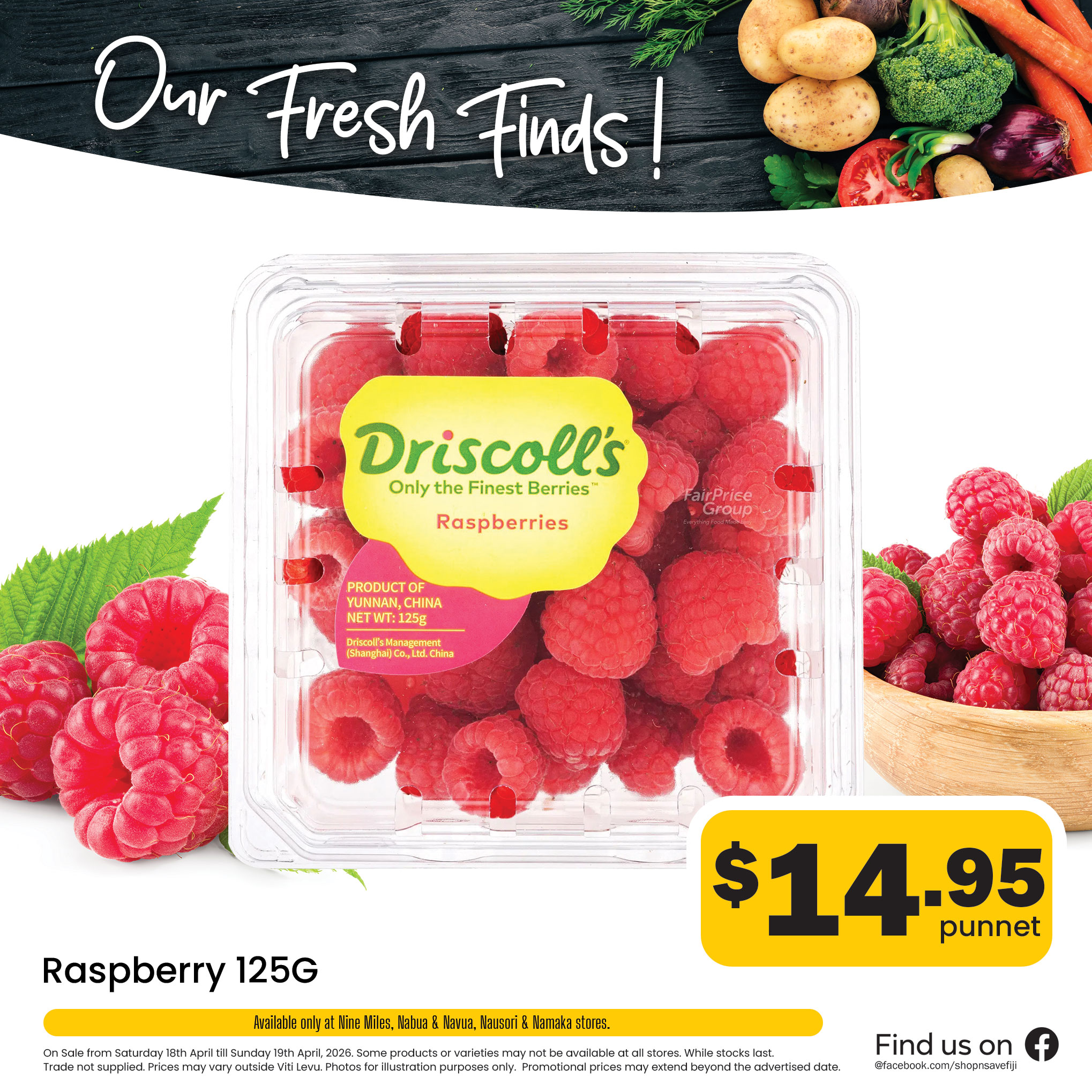 Raspberry 125g - $14.95