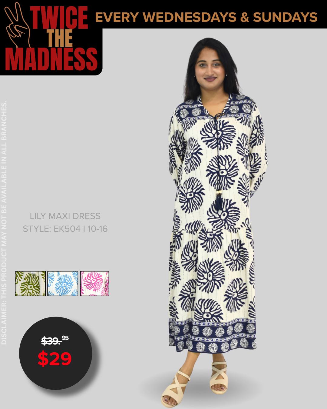 Twice the madness - Lily Maxi Dress Now : $29