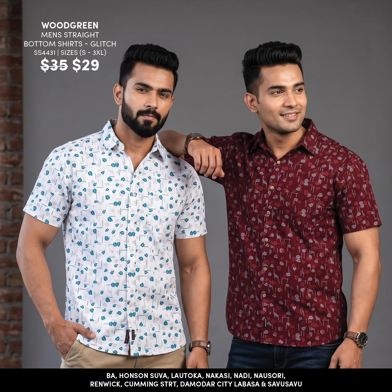 WOODGREEN Mens Straight Bottom Shirts (S - 3XL)