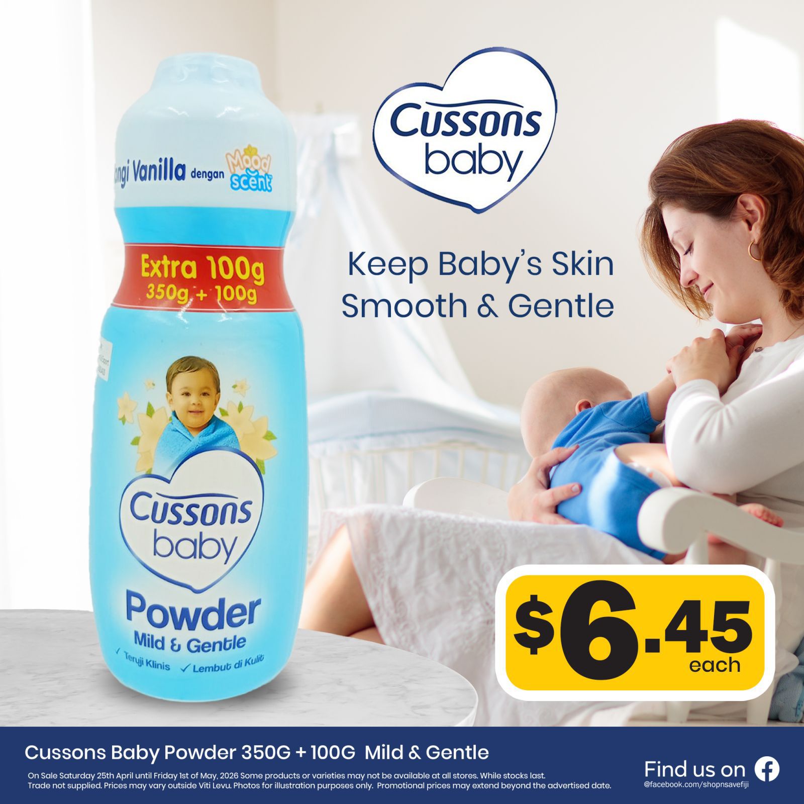Cussons Baby Powder 350G + 100G Mild & Gentle