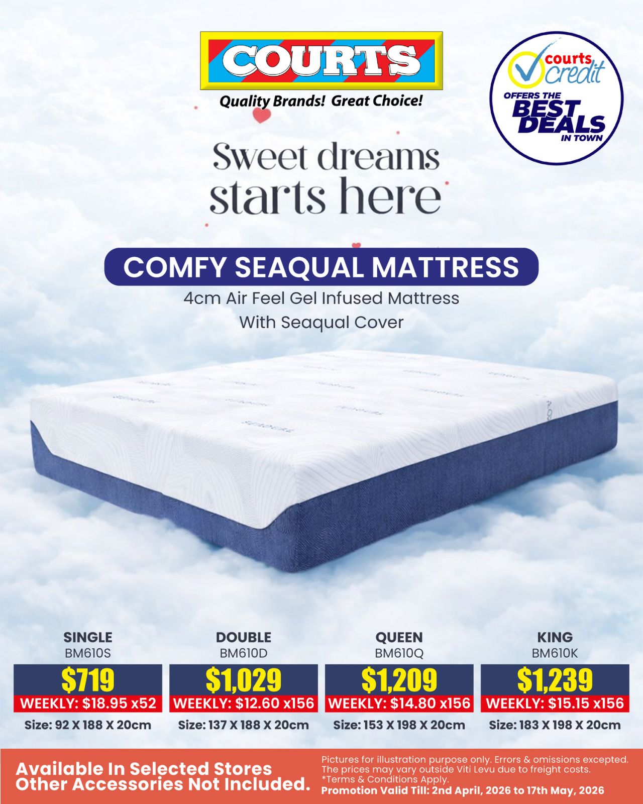 Comfy Seaqual Mattress 4cm Air Feel Infused Mattress