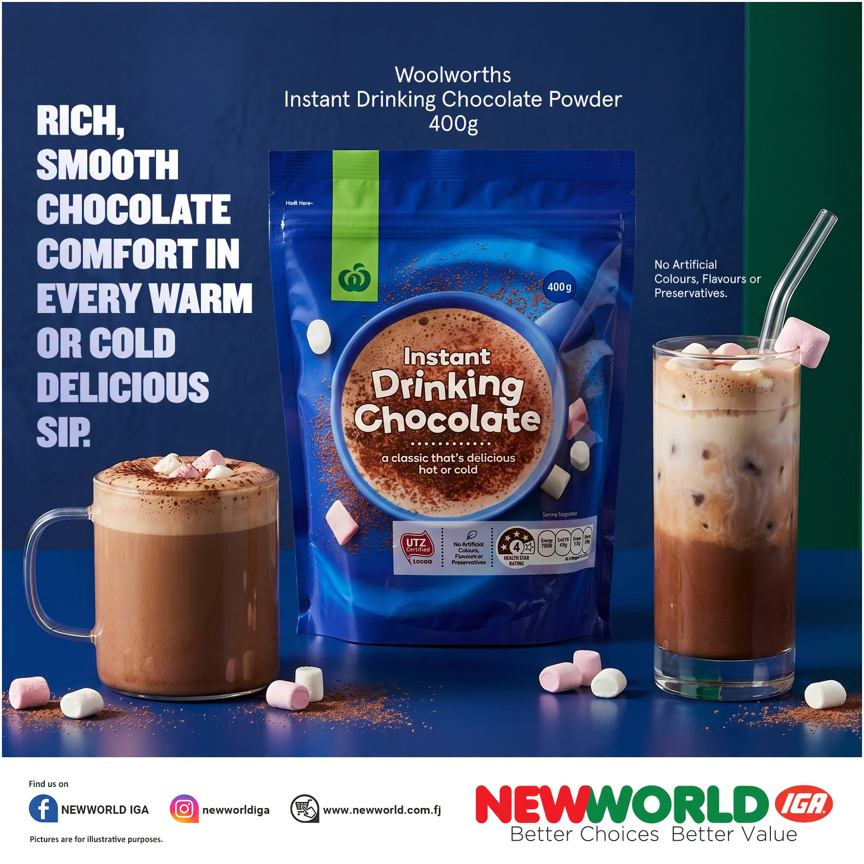 Woolworths Instant Drinking Chocolate Powder 400g - $11.95ea