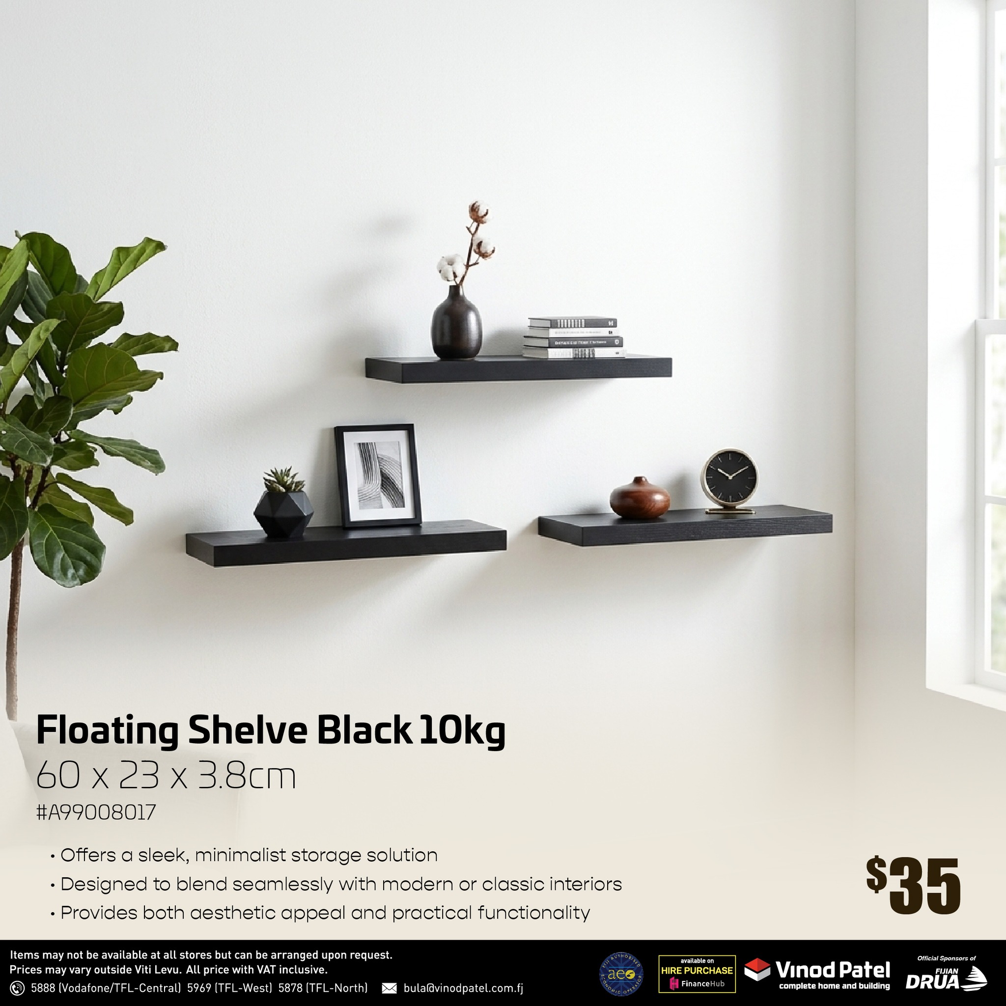 Floating Shelve Black 10kg