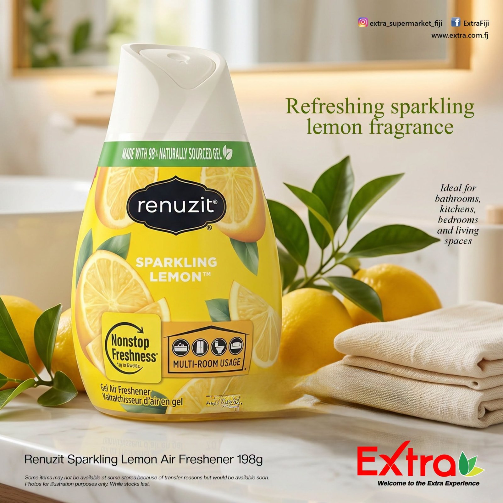 Renuzit Sparkling Lemon Air Freshener 198g