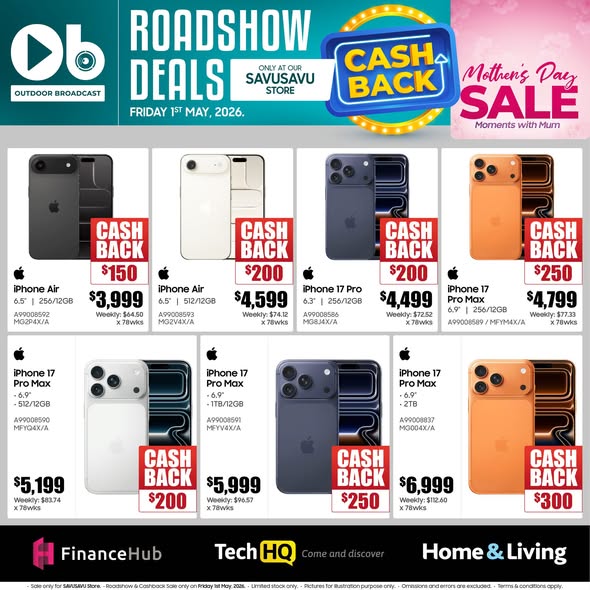 Roadshow Deals – iPhone Cashback & Mother's Day Sale - Page 1