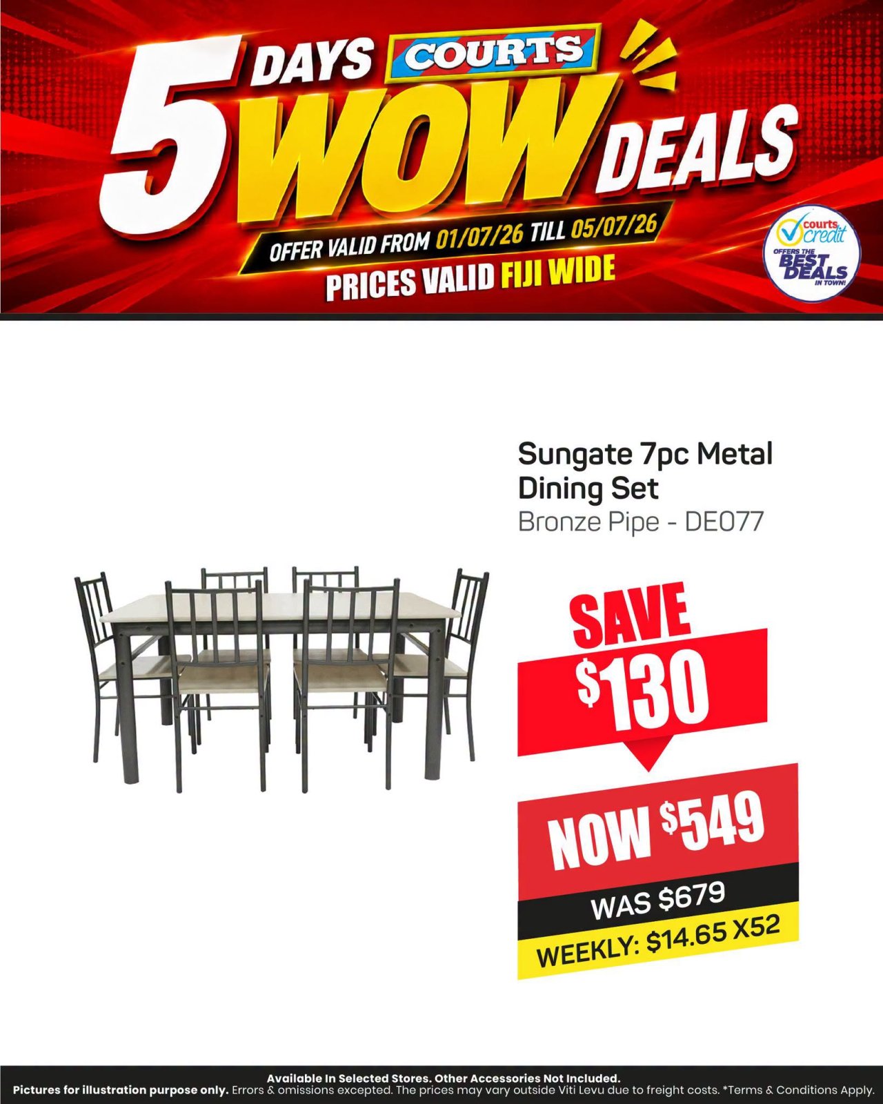 Sungate 7pc Metal Dining Set - Save $130