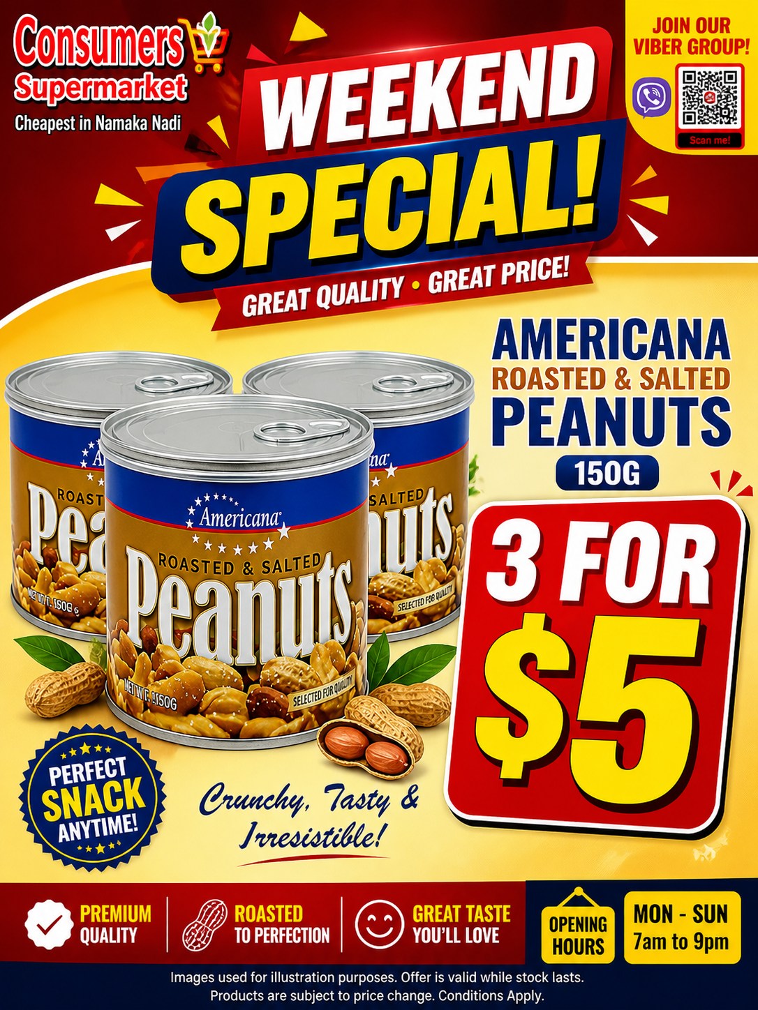 Americana Roasted & Salted Peanuts 150G
