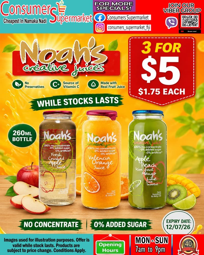 Noah's Creative Juices – 3 for $5