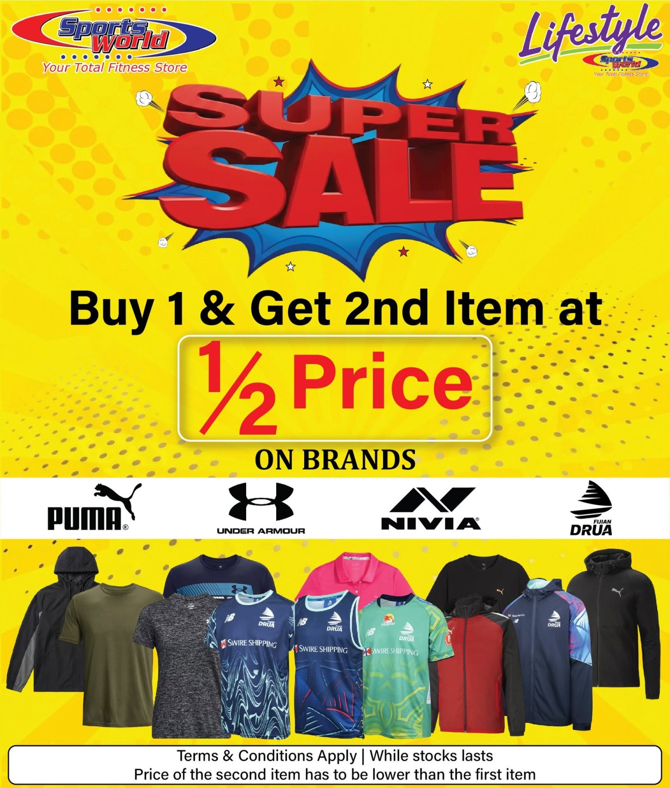 Super Sale: Buy 1 Apparel Get 2nd at Half Price