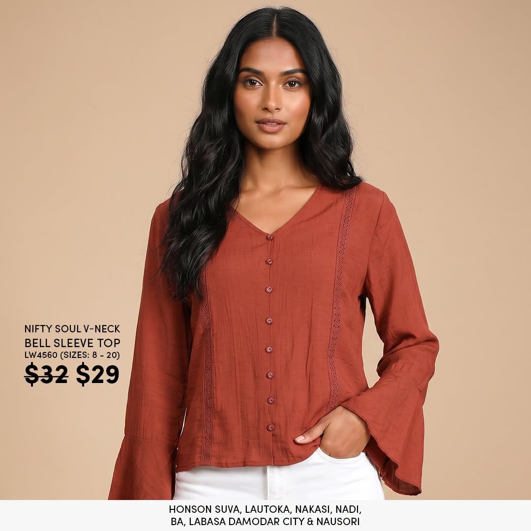 Nifty Soul V-Neck Bell Sleeve Top