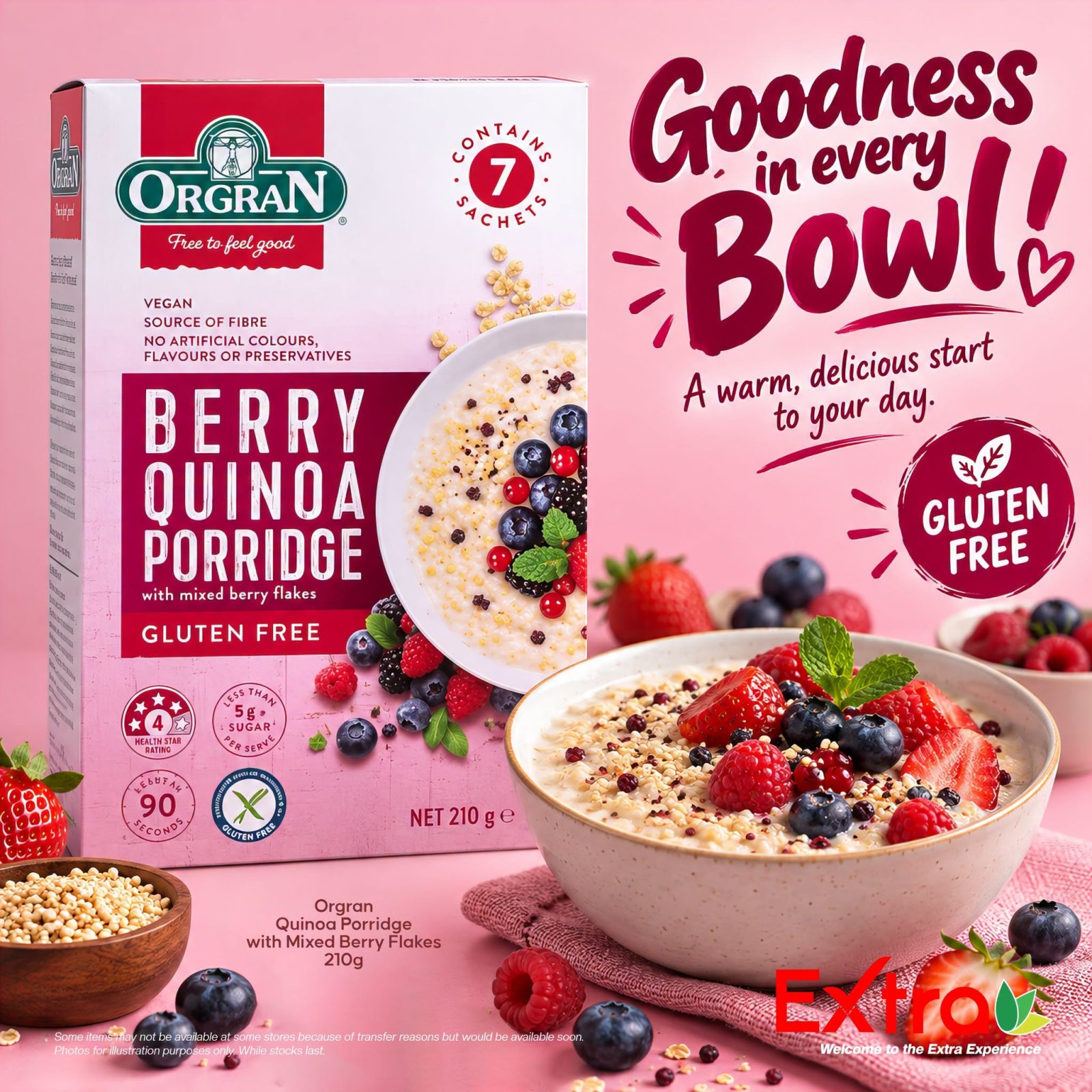 Orgran Berry Gluten Free Quinoa Porridge 210g