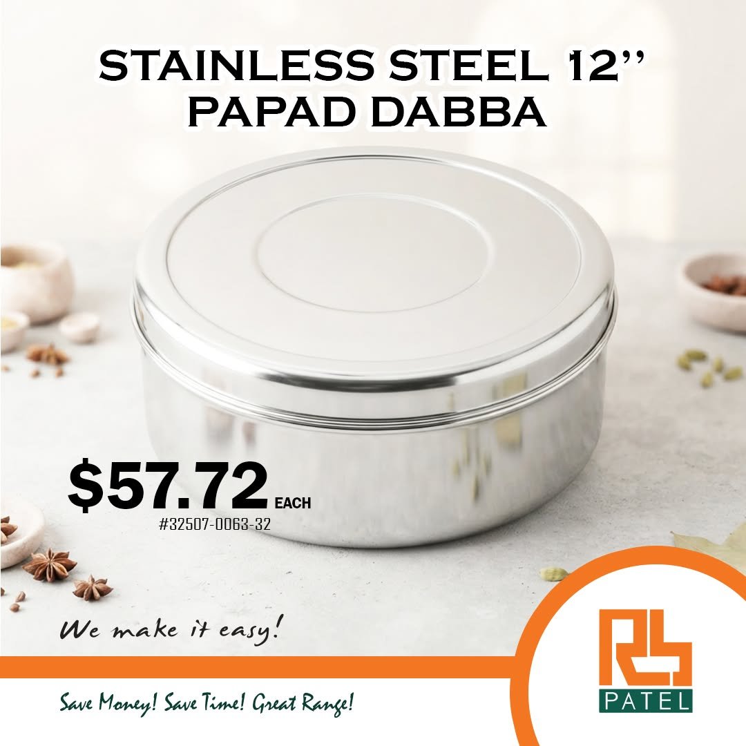 Stainless Steel 12" Papad Dabba