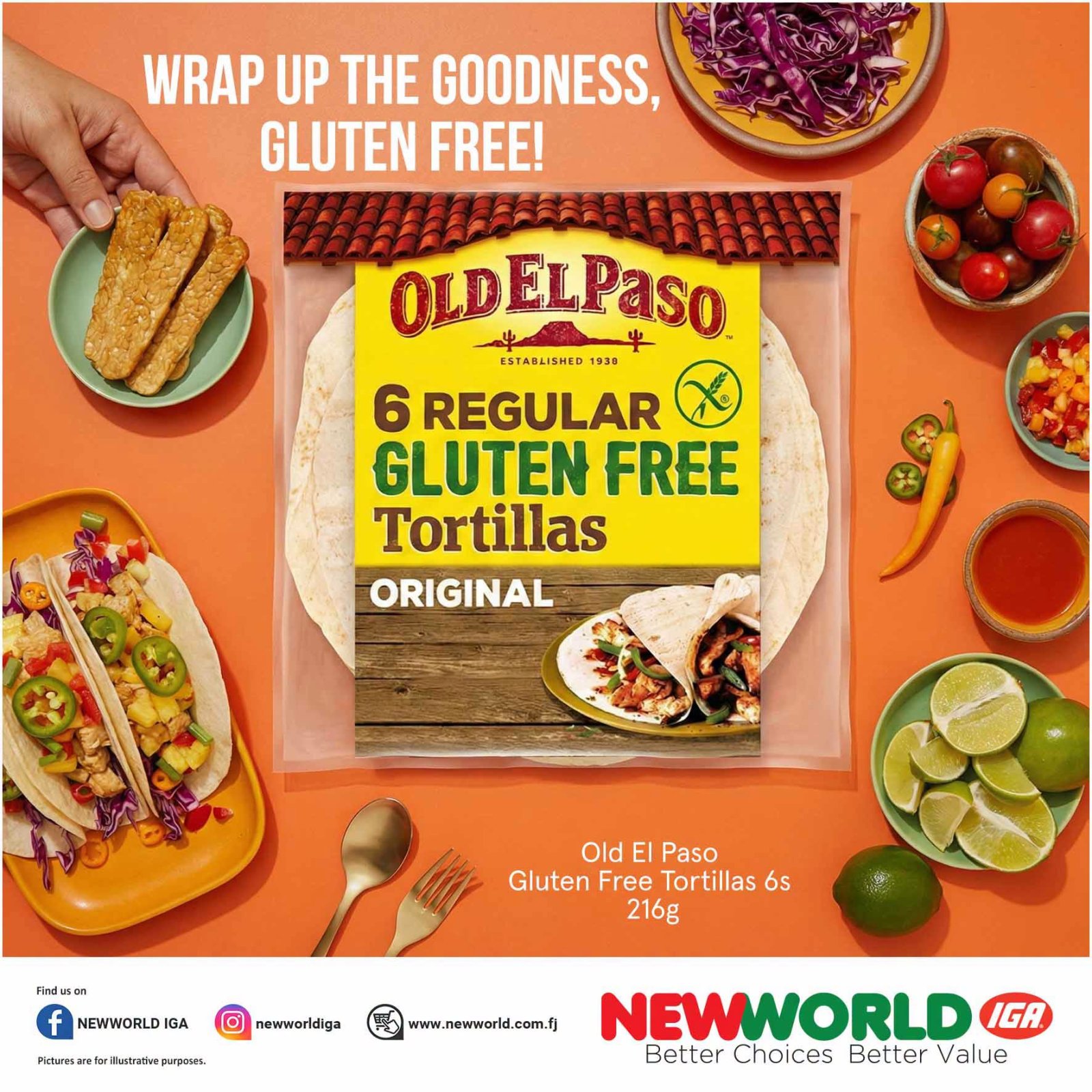 Old El Paso Gluten Free Tortillas 6s 216g