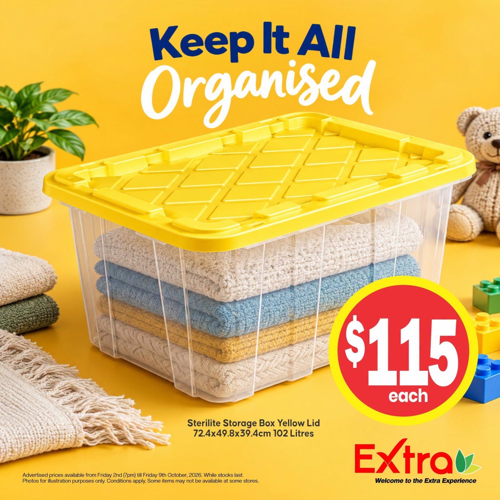 Sterilite Storage Box Yellow Lid