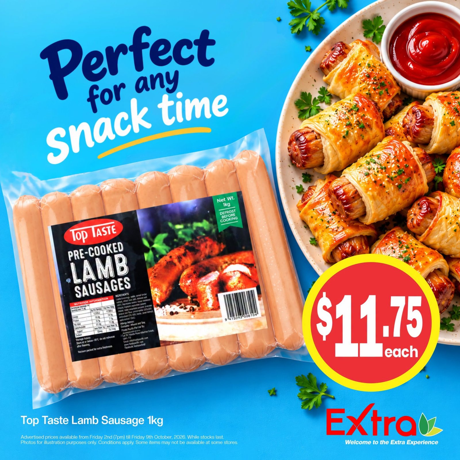 Top Taste Pre-Cooked Lamb Sausages 1kg