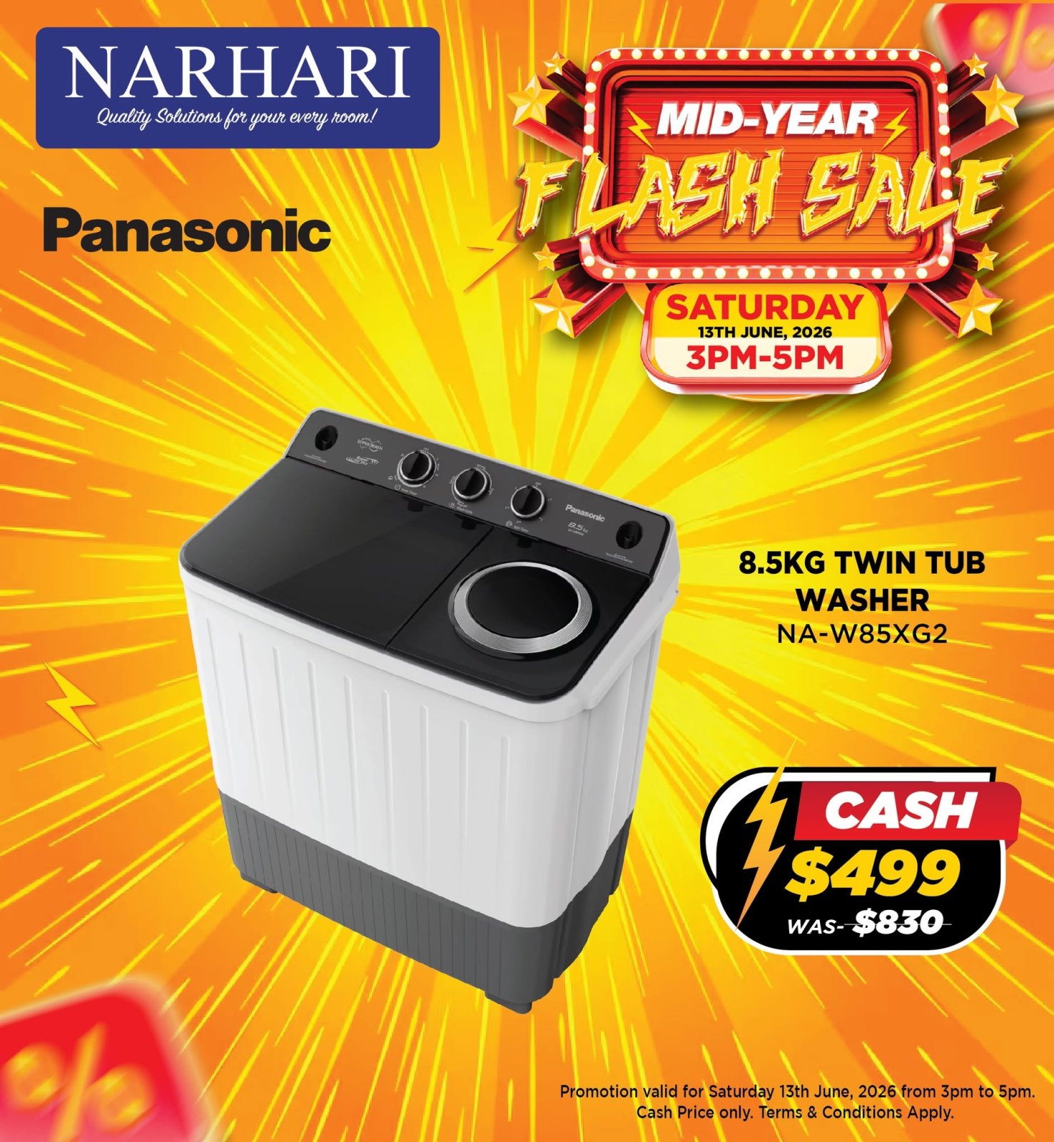 Panasonic 8.5KG Twin Tub Washer NA-W85XG2