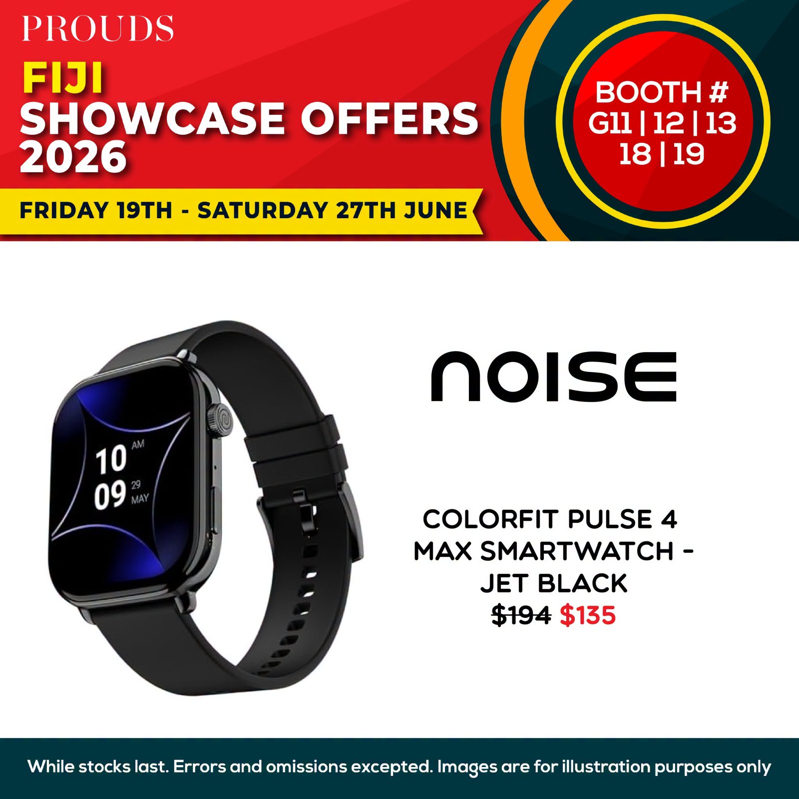 Noise ColorFit Pulse 4 Max Smartwatch - Jet Black