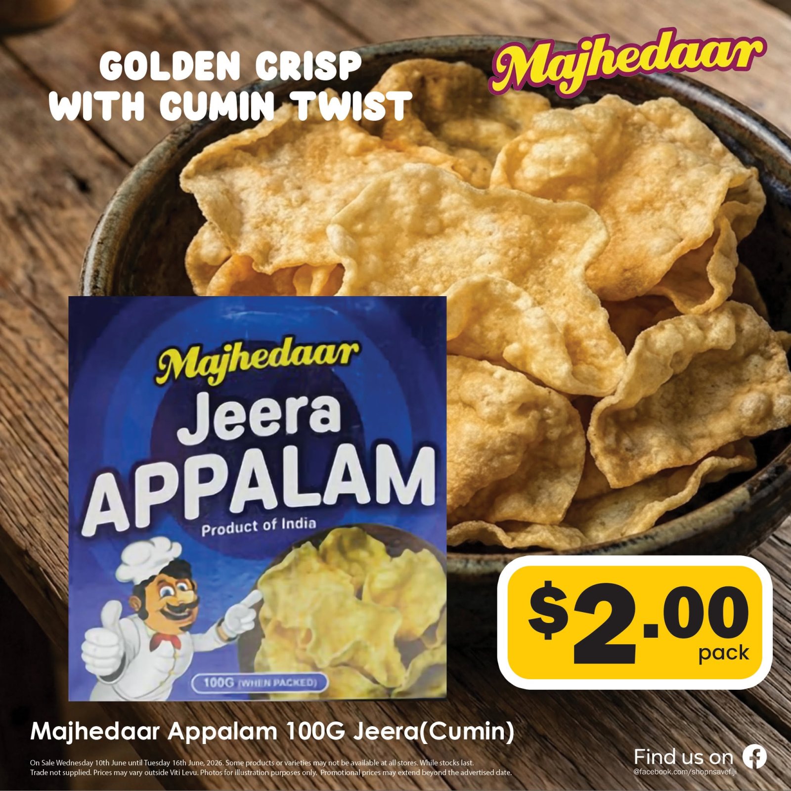 Majhedaar Appalam 100G Jeera (Cumin)