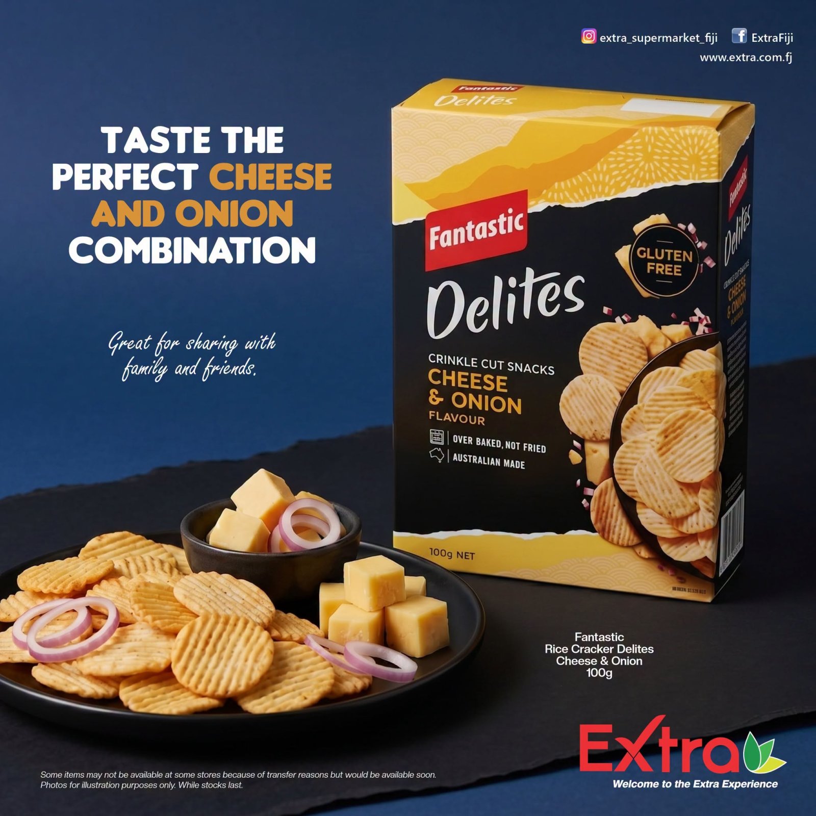 Fantastic Rice Cracker Delites Cheese & Onion 100g