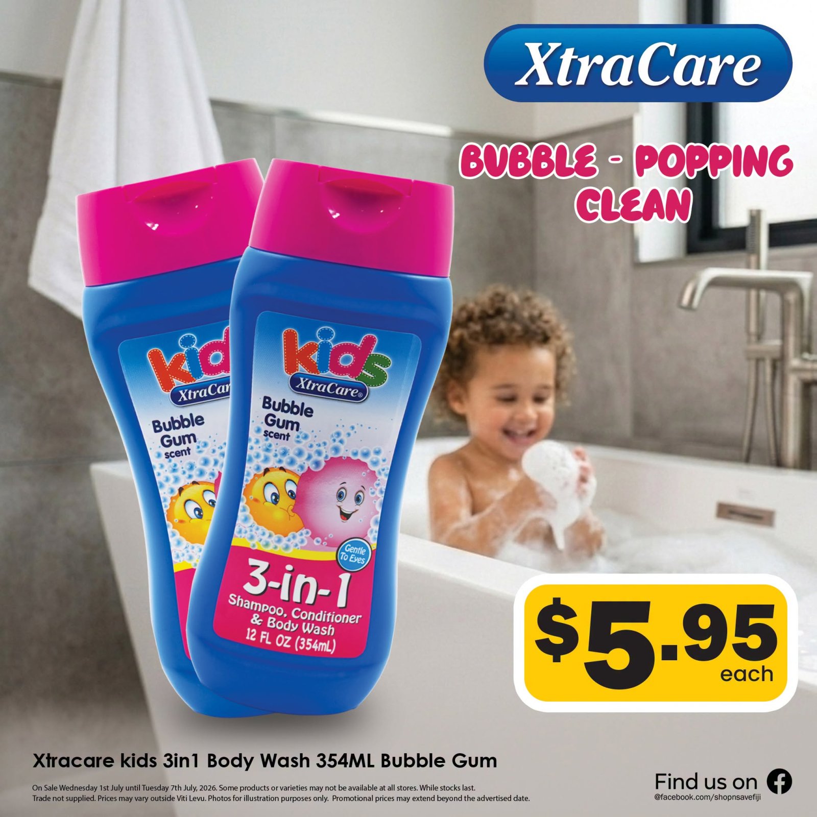 Xtracare Kids 3in1 Body Wash 354ML Bubble Gum