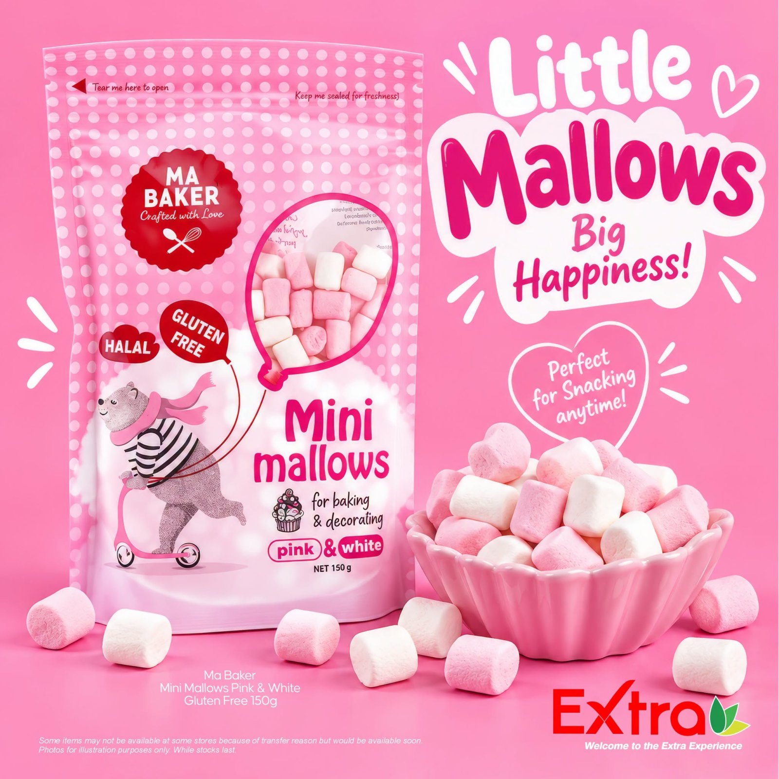 Ma Baker Pink & White Gluten Free Mini Mallows 150g