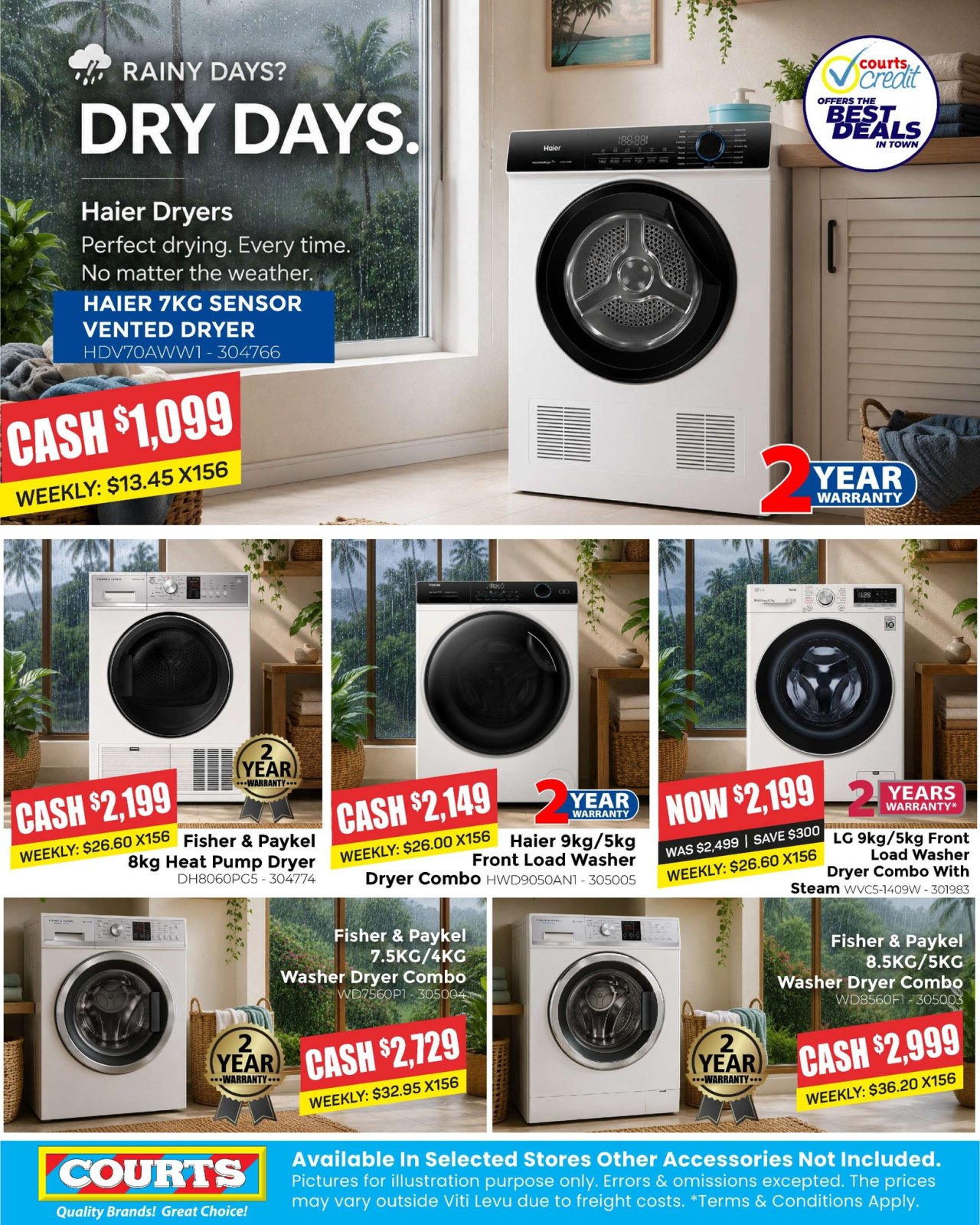Haier & Fisher & Paykel Dryers – Rainy Days? Dry Days.