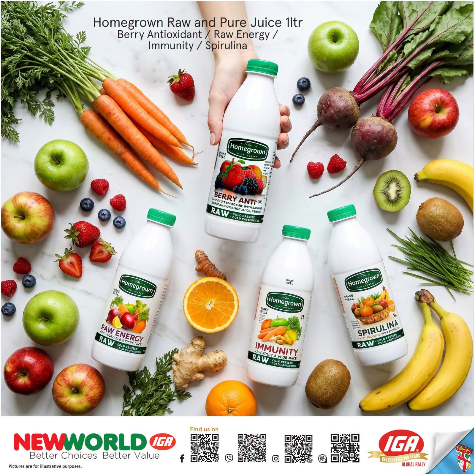 Homegrown Juice 1L - Multiple Varieties