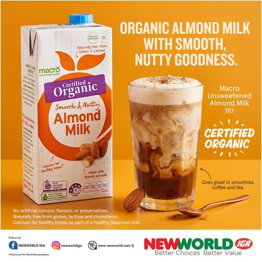 Macro Unsweetened Almond Milk 1ltr