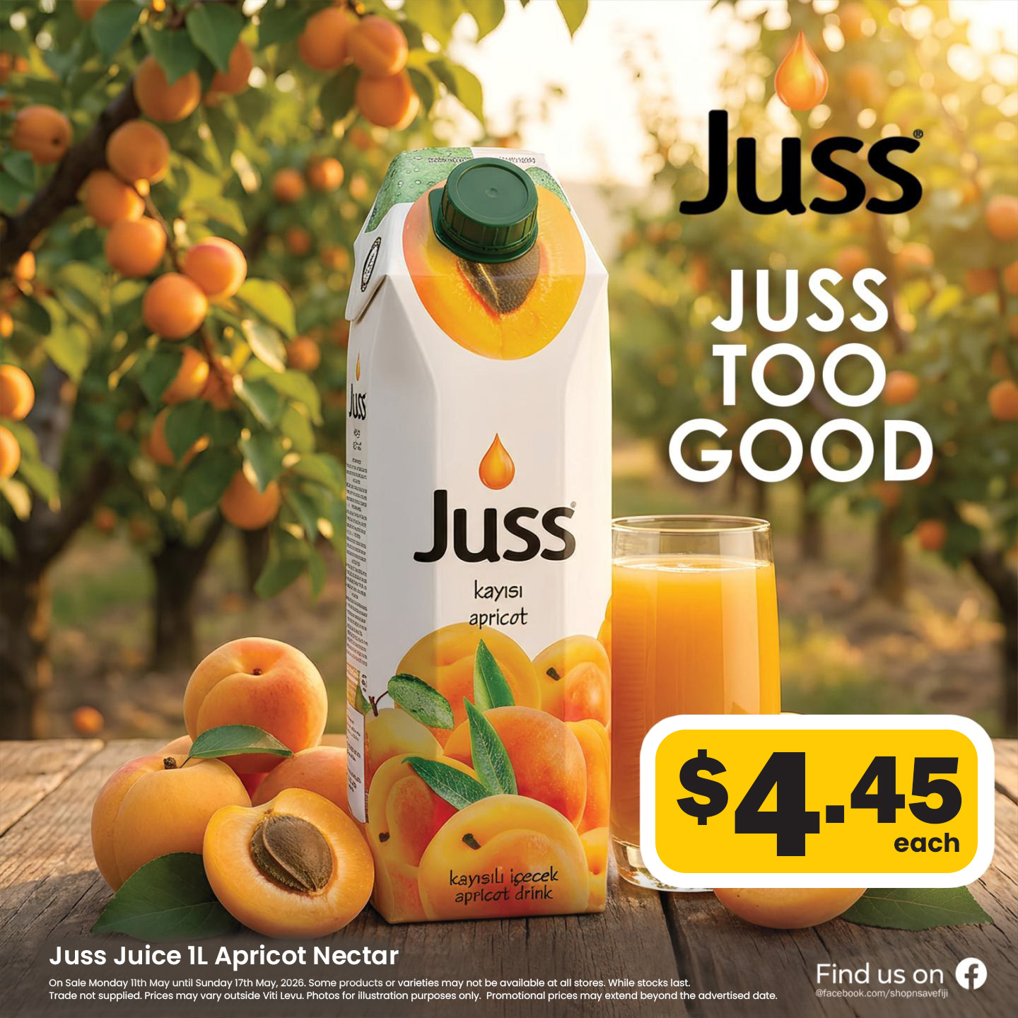 Juss Juice 1L Apricot Nectar