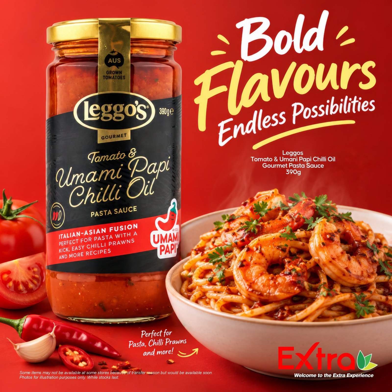 Leggos Gourmet Tomato & Umami Papi Chilli Oil Pasta Sauce