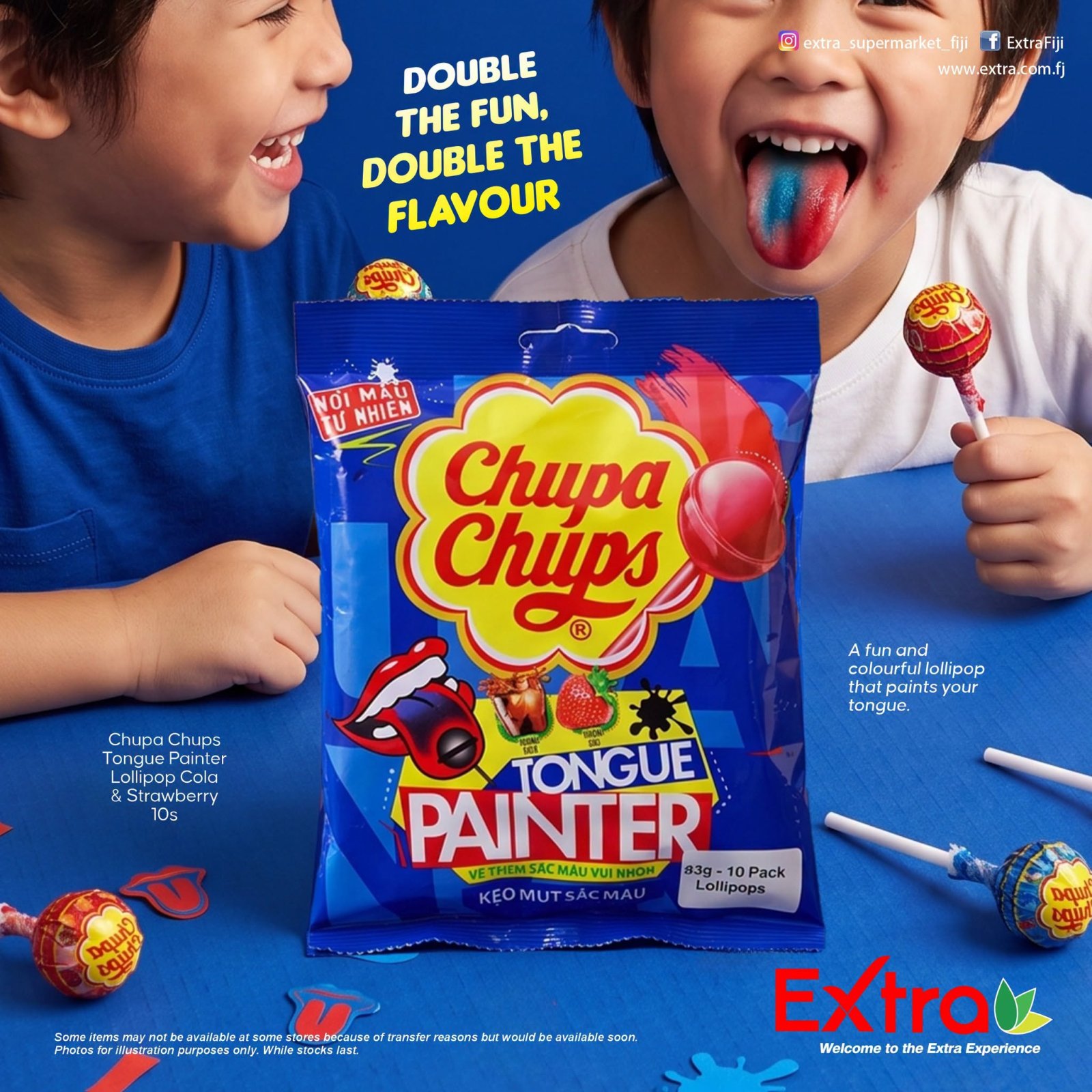Chupa Chups Tongue Painter Lollipop Cola & Strawberry 10s