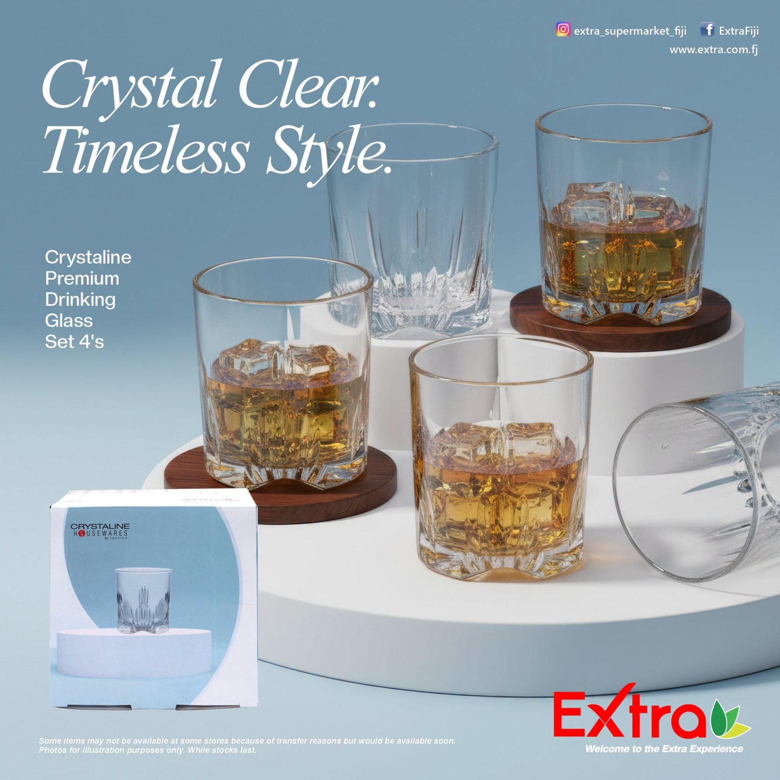 Crystaline Premium Drinking Glass Set 4's