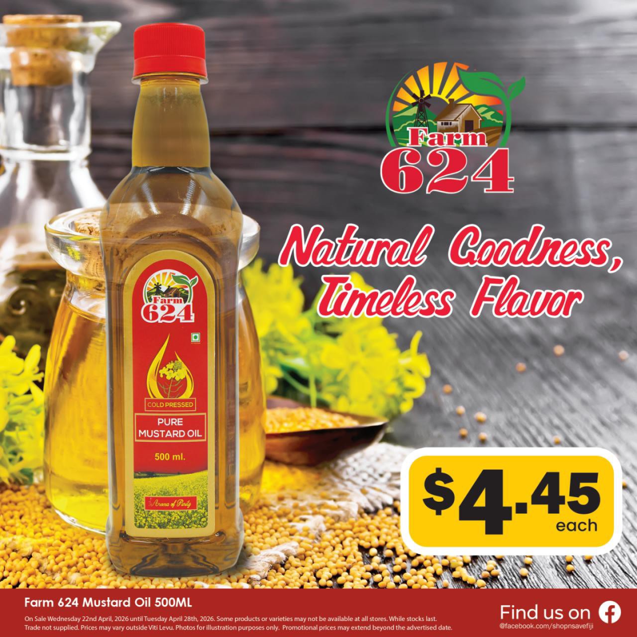 Farm 624 Pure Mustard Oil 500ML - $4.45