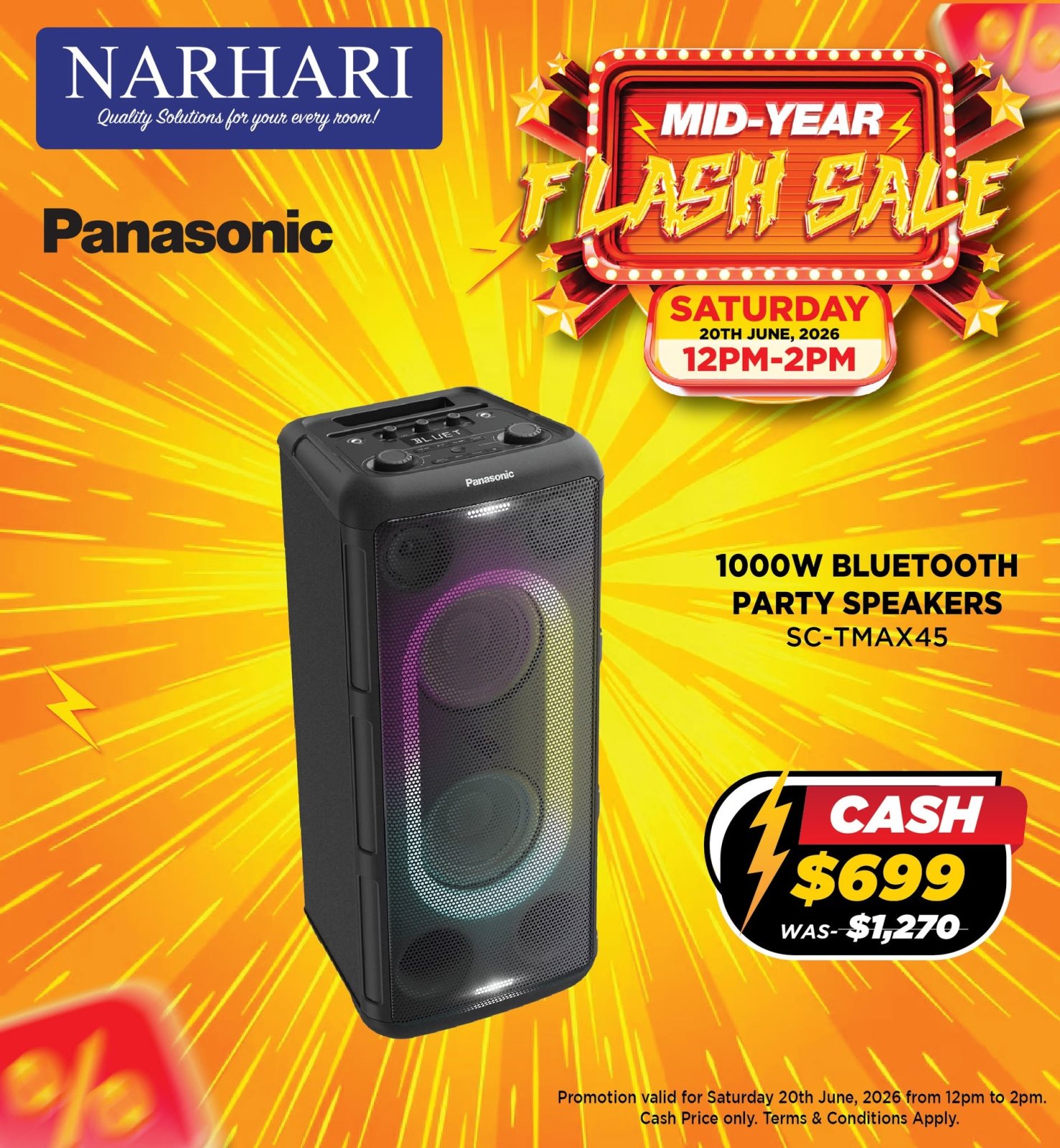 Panasonic 1000W Bluetooth Party Speaker SC-TMAX45