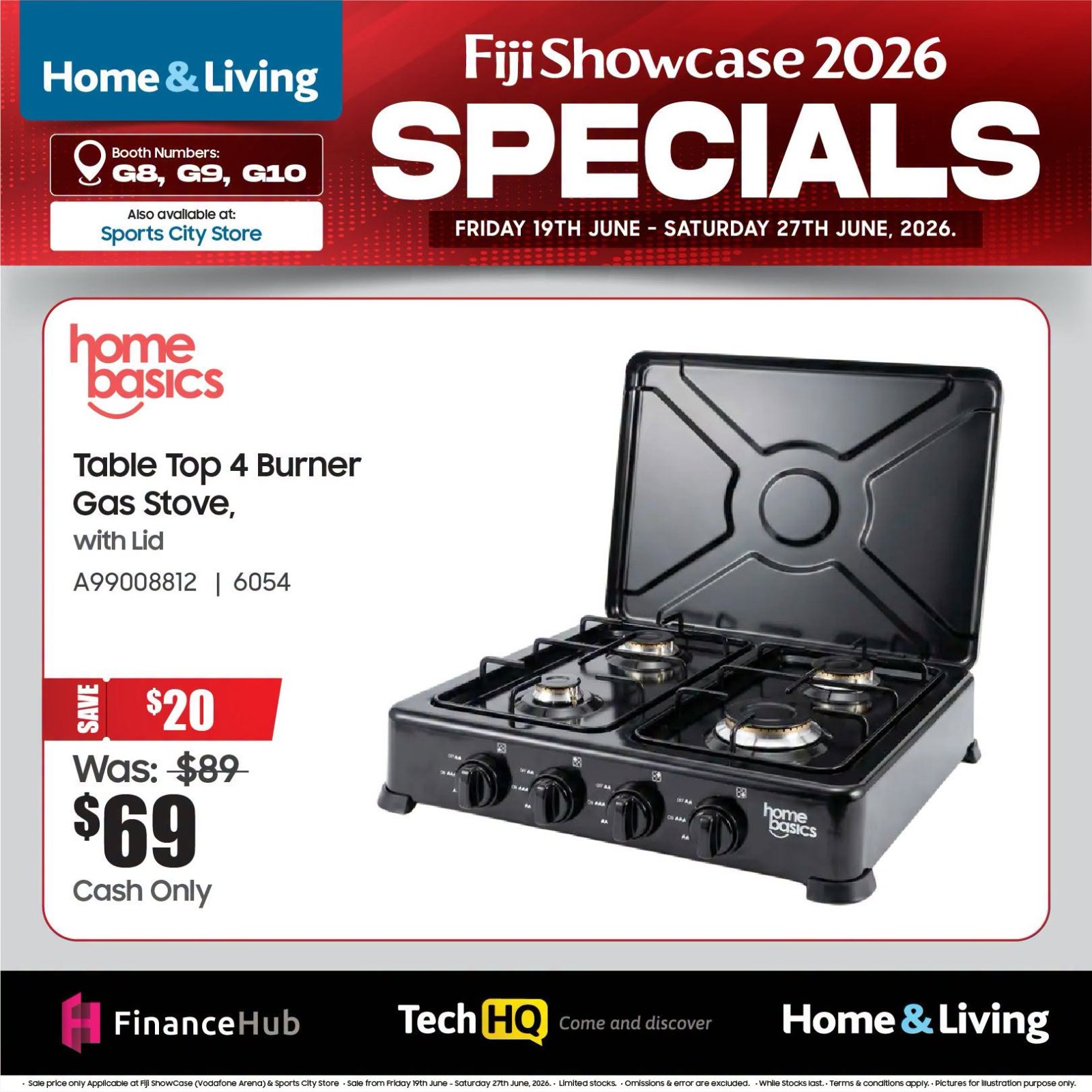 Table Top 4 Burner Gas Stove with Lid
