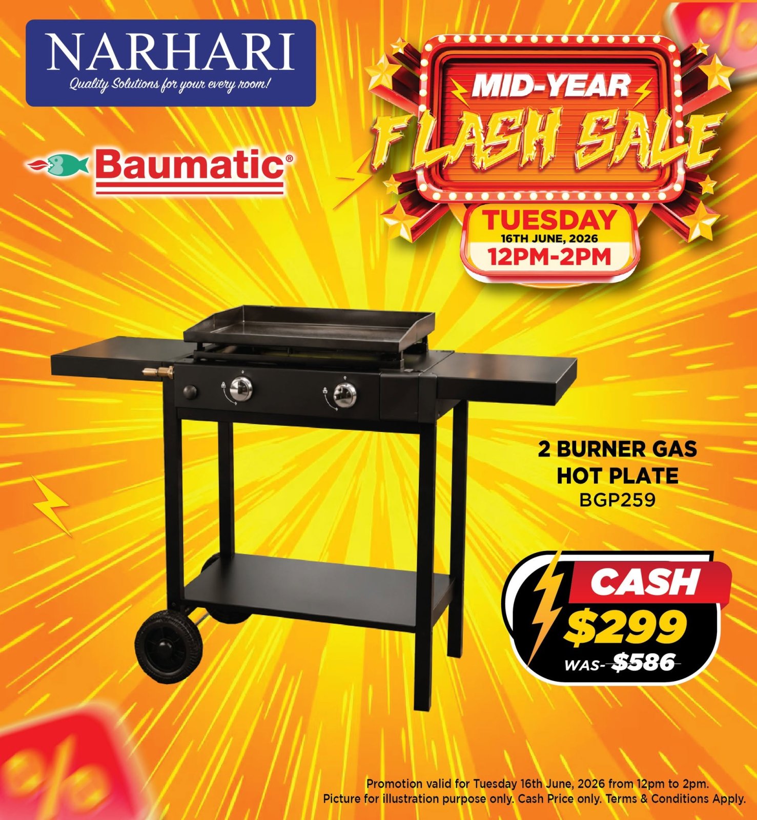 2 Burner Gas Hot Plate BGP259 - Mid-Year Flash Sale
