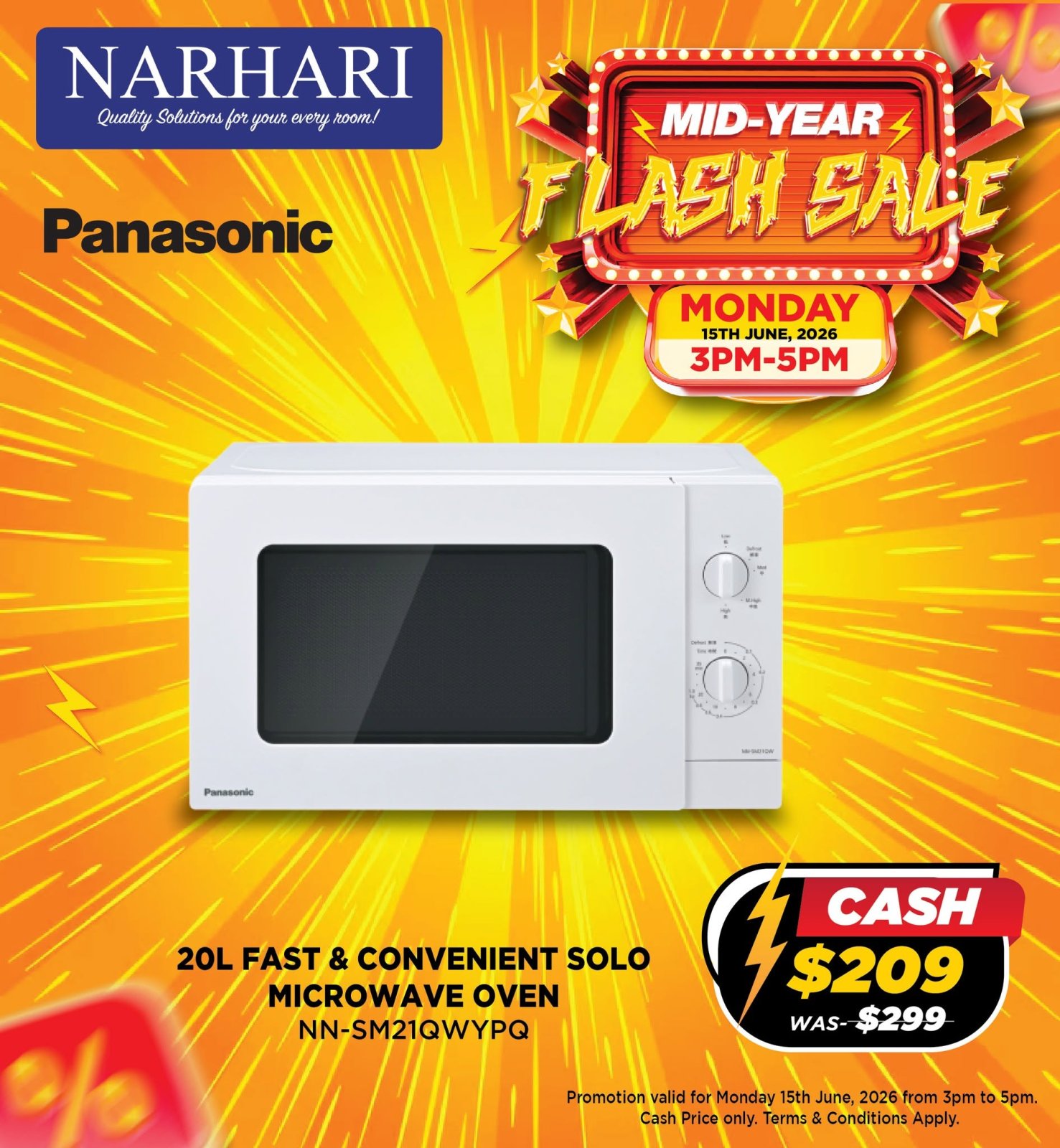 Panasonic 20L Solo Microwave Oven
