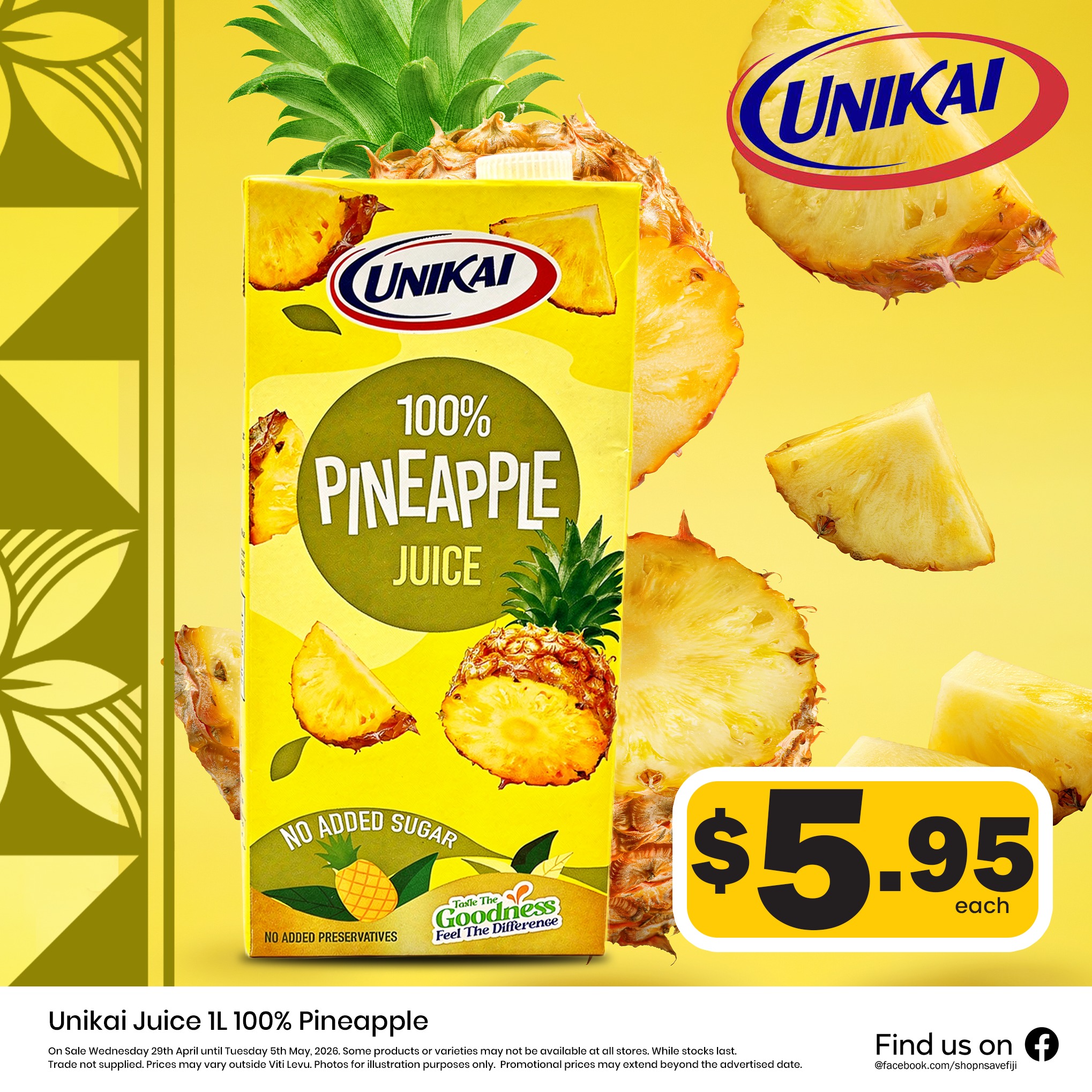 Unikai Juice 1L 100% Pineapple