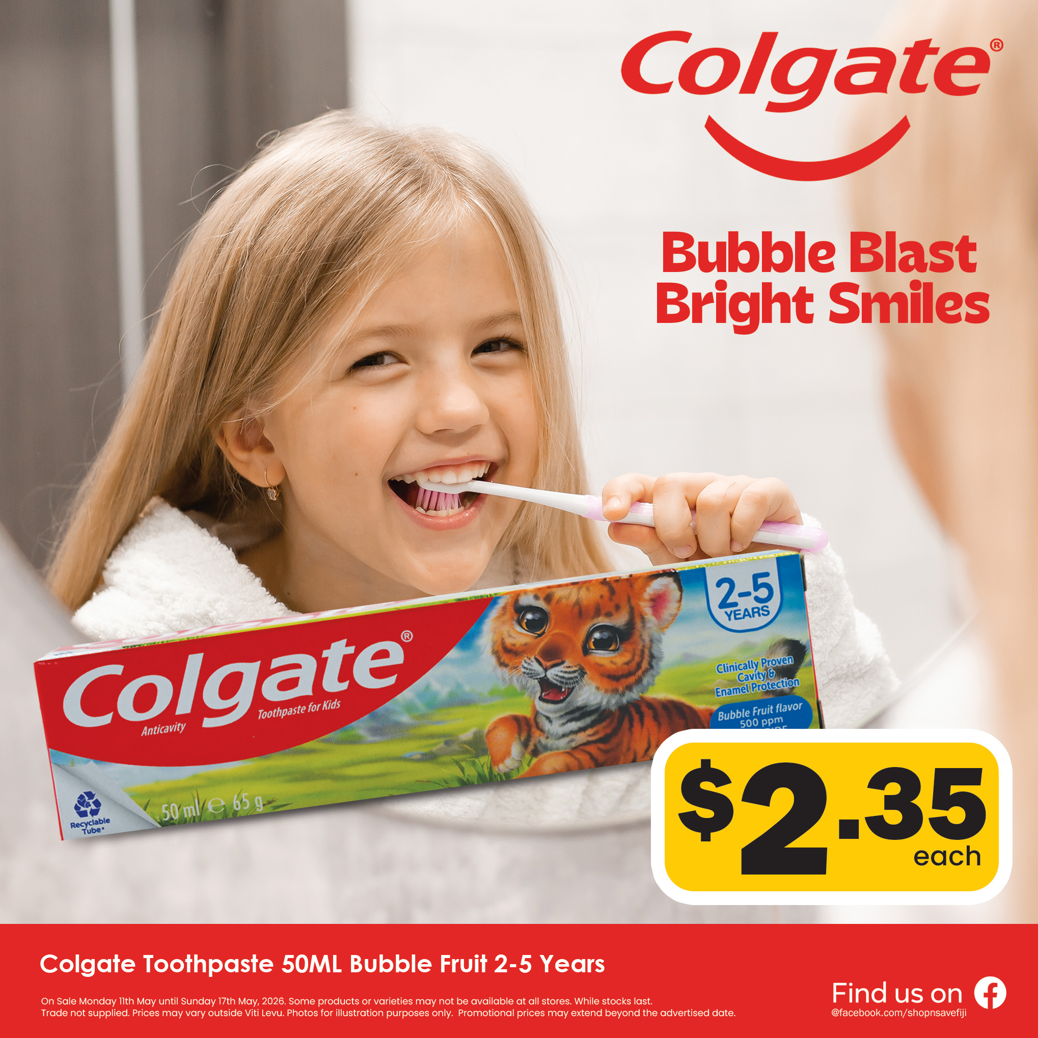 Colgate Toothpaste 50ML Bubble Fruit 2-5 Years
