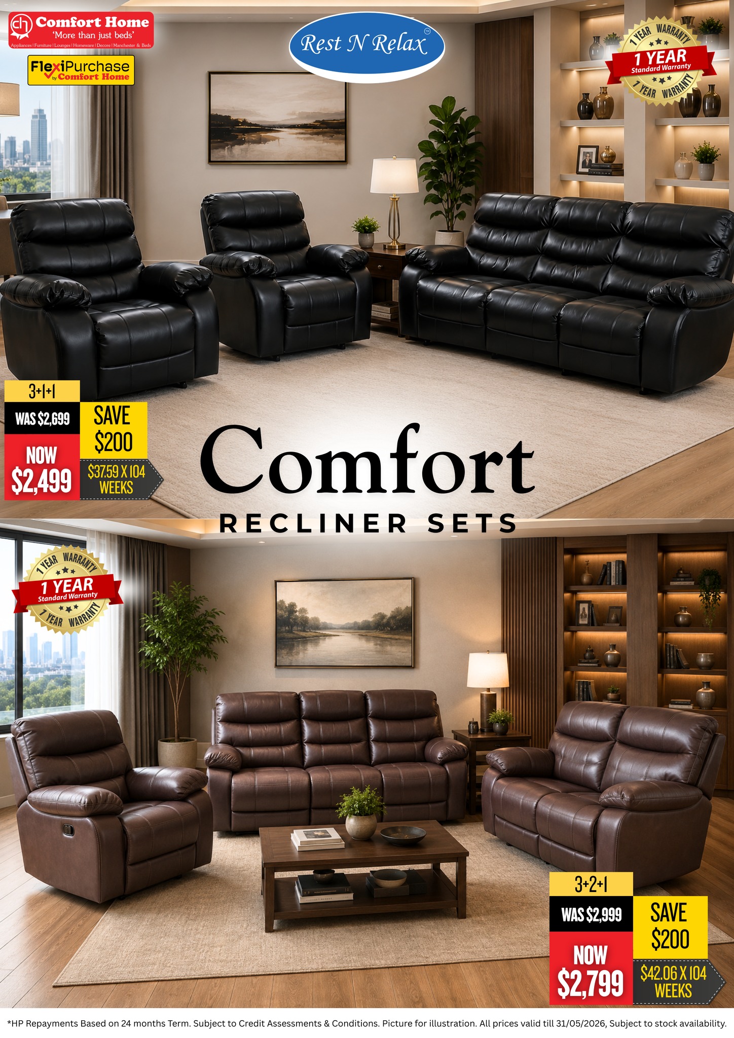 Comfort Recliner Sets - Rest N Relax Collection - Page 1