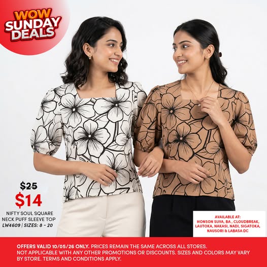 WOW Sunday Deals – Floral Neck Puff Sleeve Tops