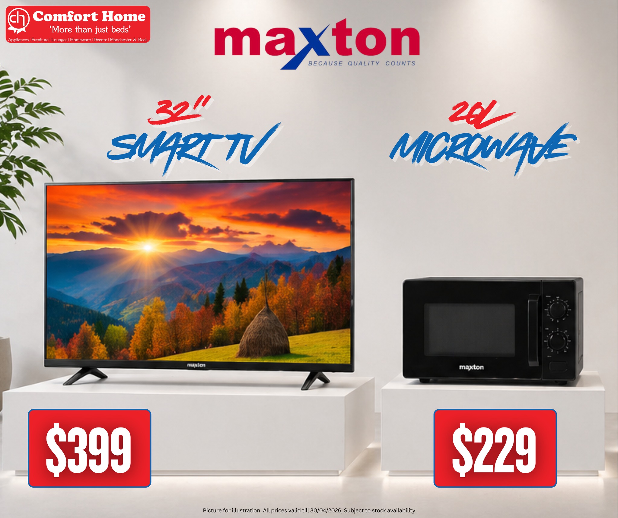 Maxton 32" Smart TV & 20L Microwave - Page 1