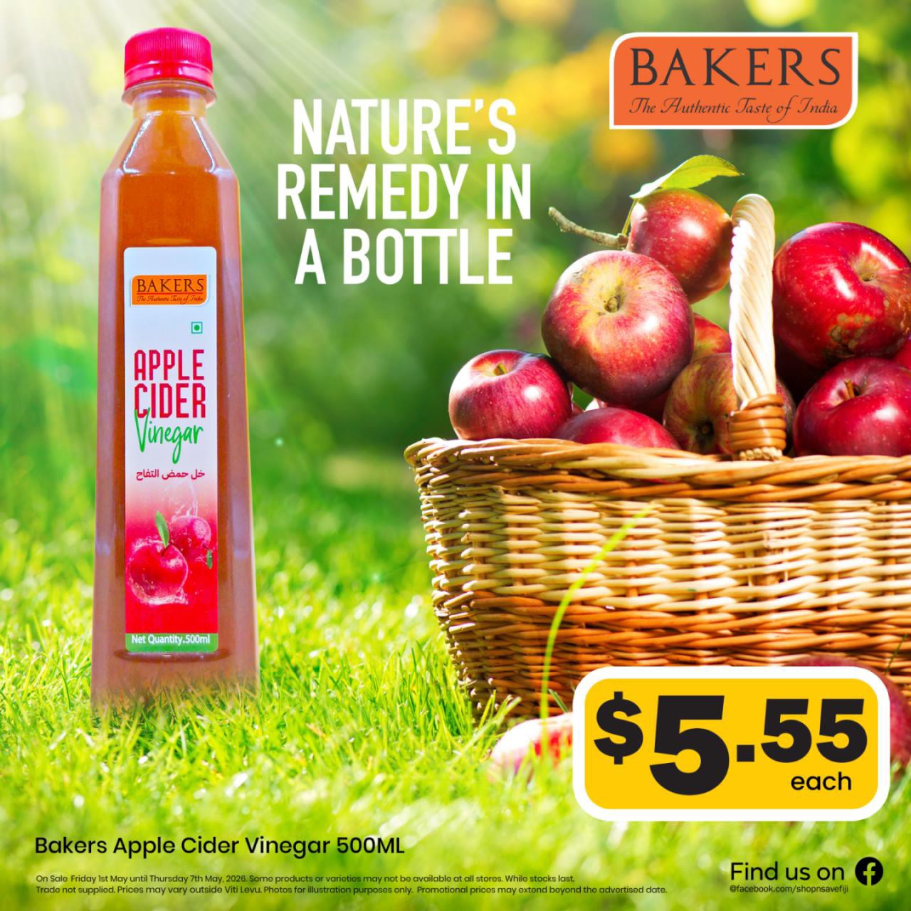 Bakers Apple Cider Vinegar 500ML