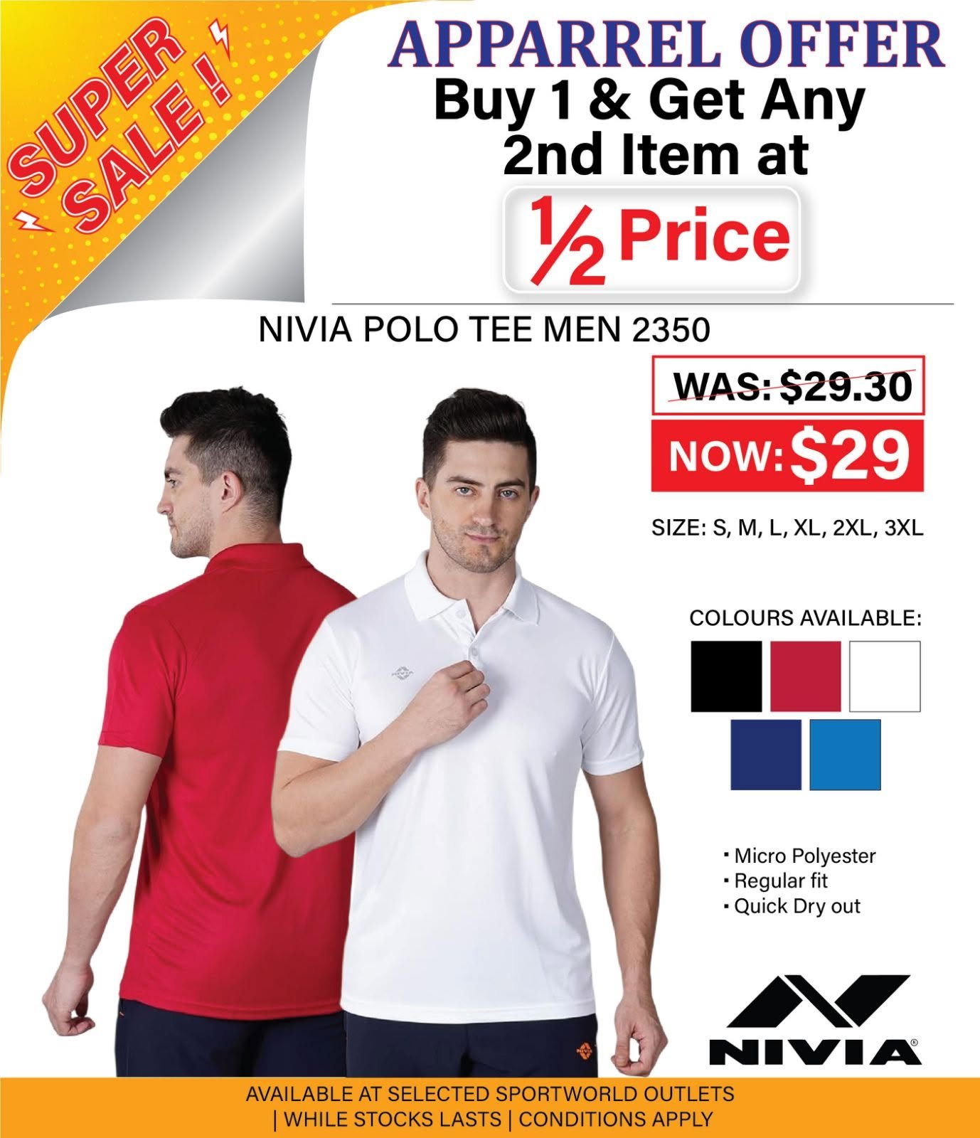 NIVIA Polo Tee Men 2350 – Buy 1 Get 2nd at Half Price